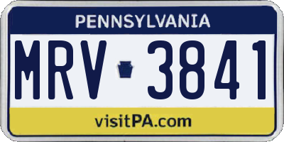 PA license plate MRV3841