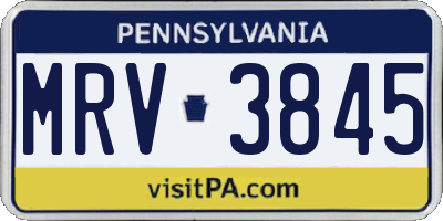 PA license plate MRV3845