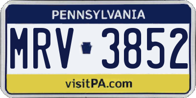 PA license plate MRV3852