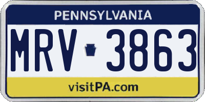 PA license plate MRV3863