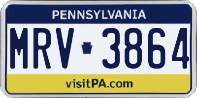 PA license plate MRV3864