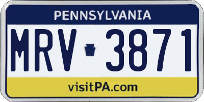 PA license plate MRV3871