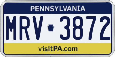 PA license plate MRV3872
