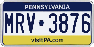 PA license plate MRV3876
