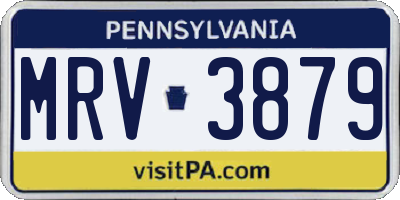PA license plate MRV3879