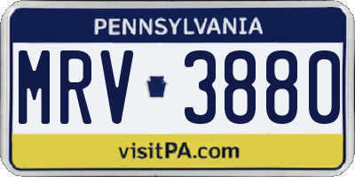 PA license plate MRV3880