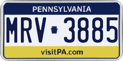 PA license plate MRV3885