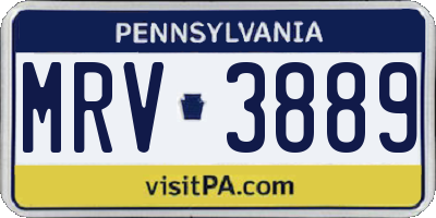 PA license plate MRV3889