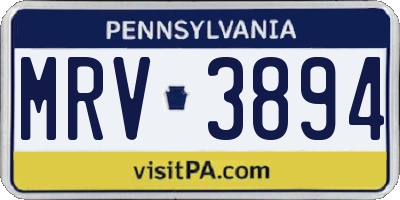 PA license plate MRV3894