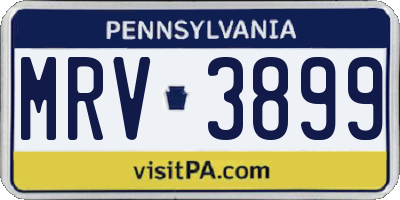 PA license plate MRV3899
