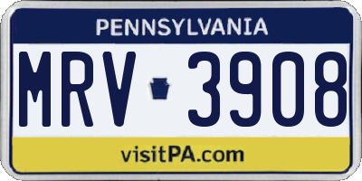 PA license plate MRV3908