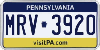 PA license plate MRV3920