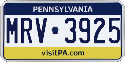 PA license plate MRV3925