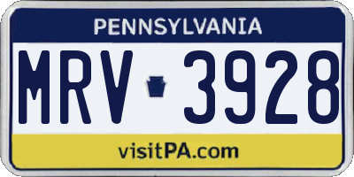 PA license plate MRV3928