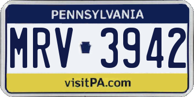PA license plate MRV3942