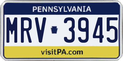 PA license plate MRV3945