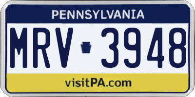 PA license plate MRV3948