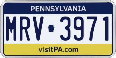 PA license plate MRV3971