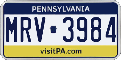 PA license plate MRV3984