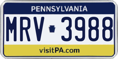 PA license plate MRV3988