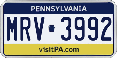PA license plate MRV3992