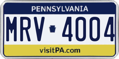 PA license plate MRV4004