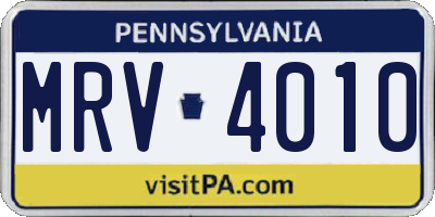 PA license plate MRV4010