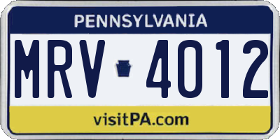 PA license plate MRV4012