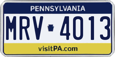 PA license plate MRV4013