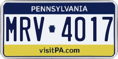 PA license plate MRV4017