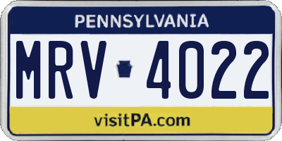 PA license plate MRV4022