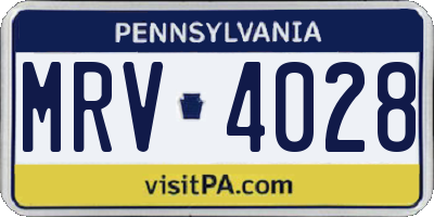 PA license plate MRV4028