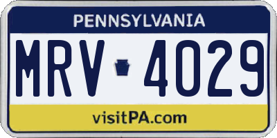 PA license plate MRV4029