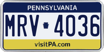 PA license plate MRV4036
