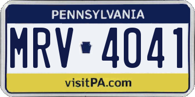 PA license plate MRV4041