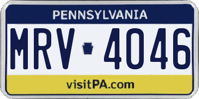 PA license plate MRV4046