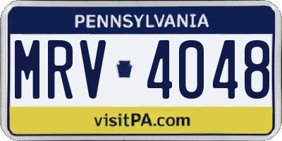 PA license plate MRV4048