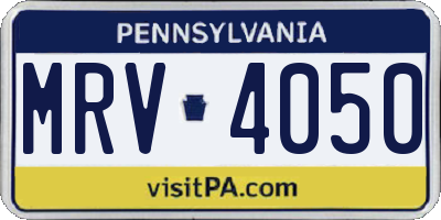 PA license plate MRV4050