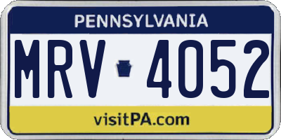 PA license plate MRV4052