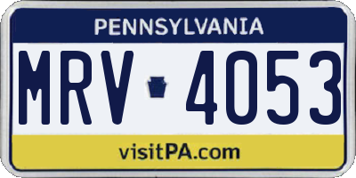 PA license plate MRV4053