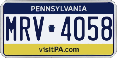 PA license plate MRV4058