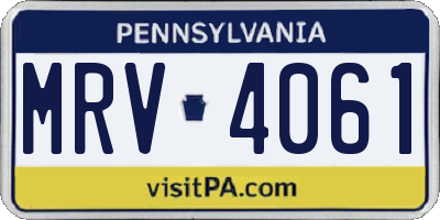 PA license plate MRV4061
