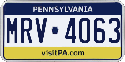 PA license plate MRV4063