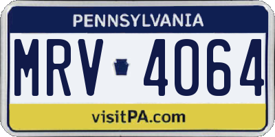 PA license plate MRV4064