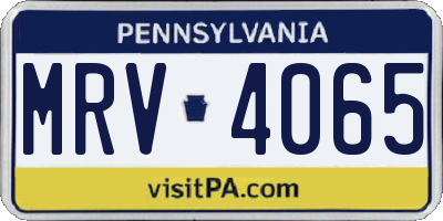 PA license plate MRV4065