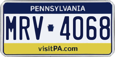 PA license plate MRV4068