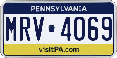PA license plate MRV4069