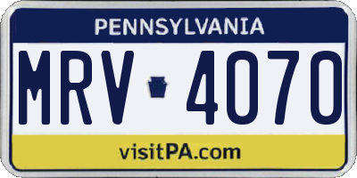 PA license plate MRV4070