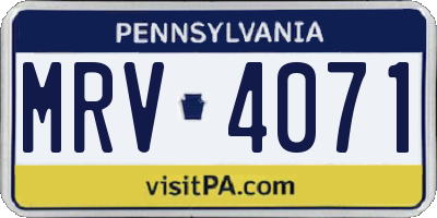 PA license plate MRV4071