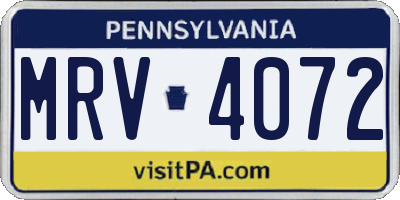 PA license plate MRV4072